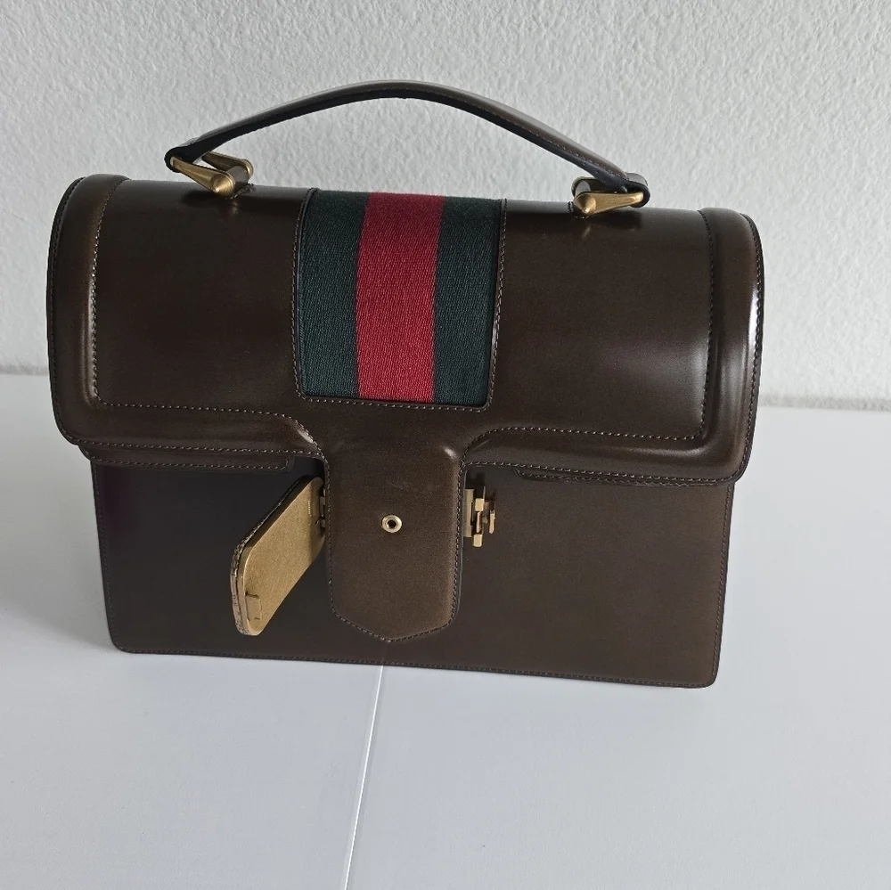 Gucci Leather Handbag Women's Brown Medium Borsa Snake Dustbag New - Picture 13 of 16